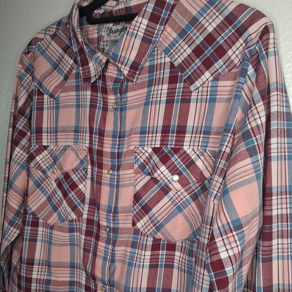 Wrangler Womens Pearl Snap Button Up Shirt Multicolor Plaid Cowgirl Rodeo XL - Picture 5 of 13